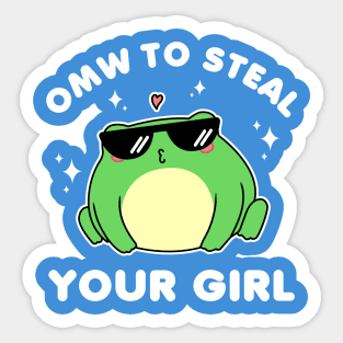 Cool Frog, On My Way To Steal Your Girl. Sticker